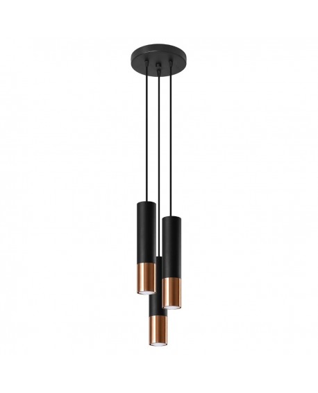 Lampa wisząca LOOPEZ 3P czarny/miedź Sollux SL.0949