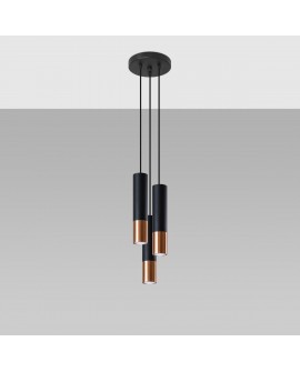 Lampa wisząca LOOPEZ 3P czarny/miedź Sollux SL.0949