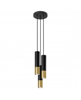 Lampa wisząca LOOPEZ 3P czarny/złoty Sollux SL.0955