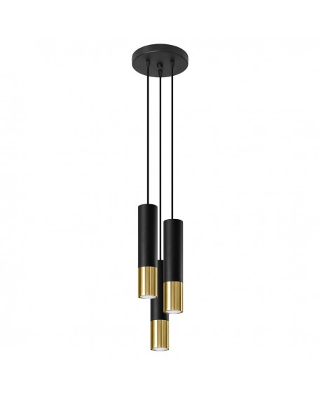 Lampa wisząca LOOPEZ 3P czarny/złoty Sollux SL.0955