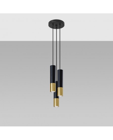 Lampa wisząca LOOPEZ 3P czarny/złoty Sollux SL.0955