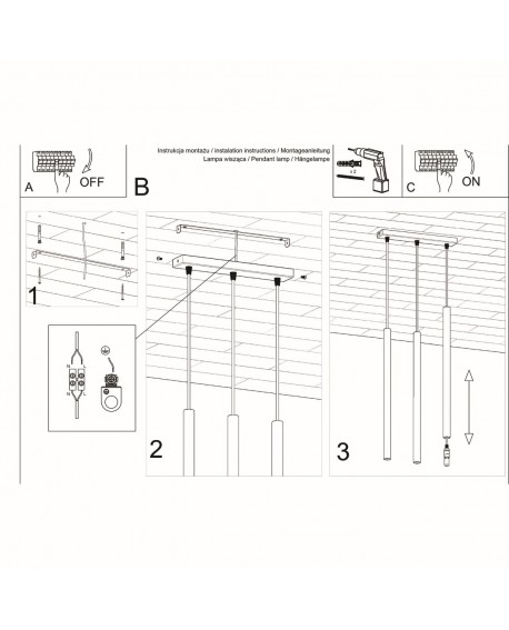 Lampa wisząca PASTELO 3 czarna Sollux SL.0470