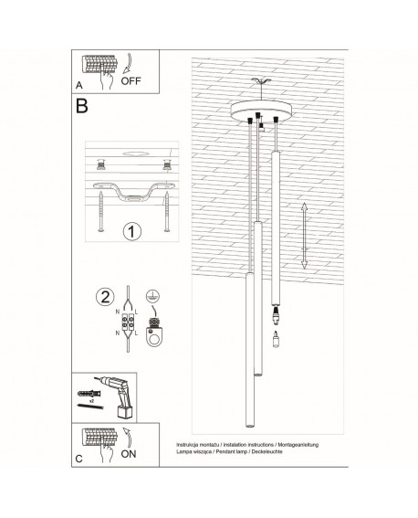 Lampa wisząca PASTELO 3P czarna Sollux SL.0471