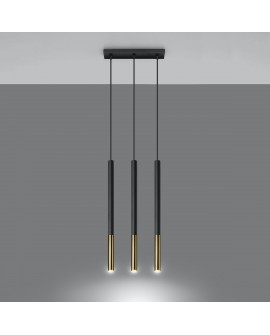 Lampa wisząca MOZAICA 3L czarny/złoto Sollux SL.0892