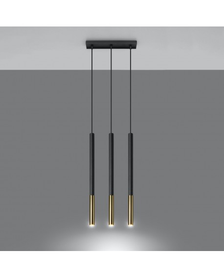 Lampa wisząca MOZAICA 3L czarny/złoto Sollux SL.0892
