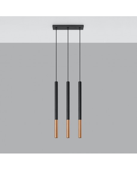 Lampa wisząca MOZAICA 3L czarny/miedź Sollux SL.0889