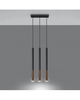 Lampa wisząca MOZAICA 3L czarny/miedź Sollux SL.0889