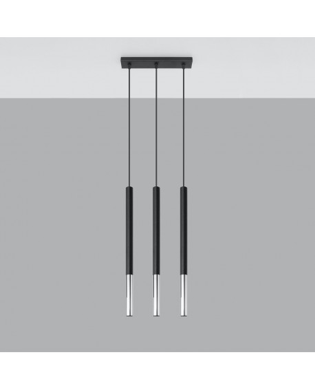 Lampa wisząca MOZAICA 3L czarny/chrom Sollux SL.0886