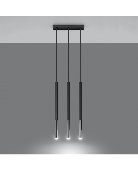 Lampa wisząca MOZAICA 3L czarny/chrom Sollux SL.0886