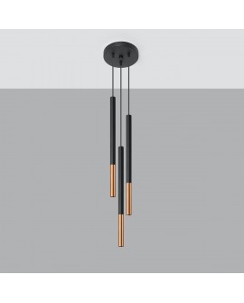 Lampa wisząca MOZAICA 3P czarny/miedź Sollux SL.0890