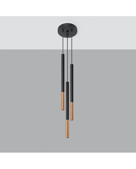 Lampa wisząca MOZAICA 3P czarny/miedź Sollux SL.0890