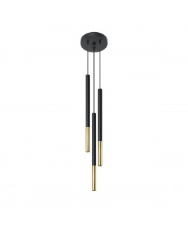 Lampa wisząca MOZAICA 3P czarny/złoto Sollux SL.0893