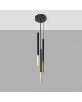 Lampa wisząca MOZAICA 3P czarny/złoto Sollux SL.0893
