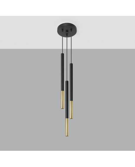 Lampa wisząca MOZAICA 3P czarny/złoto Sollux SL.0893