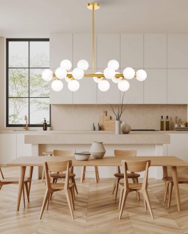 LAMPA WISZĄCA SUFITOWA NOWOCZESNA MOSIĘŻNA BIAŁE KULE PETRICA 16 LUMINA DECO