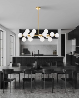LAMPA WISZĄCA SUFITOWA NOWOCZESNA MOSIĘŻNA BIAŁE KULE PETRICA 16 LUMINA DECO