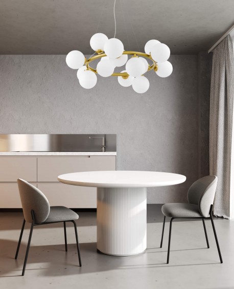 LAMPA WISZĄCA NOWOCZESNA MOSIĘŻNA BIAŁE KULE MARSIADA 15 LUMINA DECO