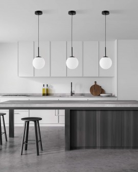 LAMPA WISZĄCA NOWOCZESNA CZARNA BIAŁA KULA FREDICA 15 LUMINA DECO