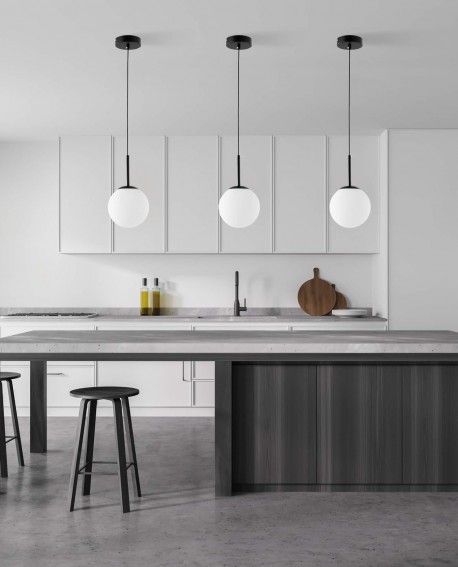 LAMPA WISZĄCA NOWOCZESNA CZARNA BIAŁA KULA FREDICA 15 LUMINA DECO