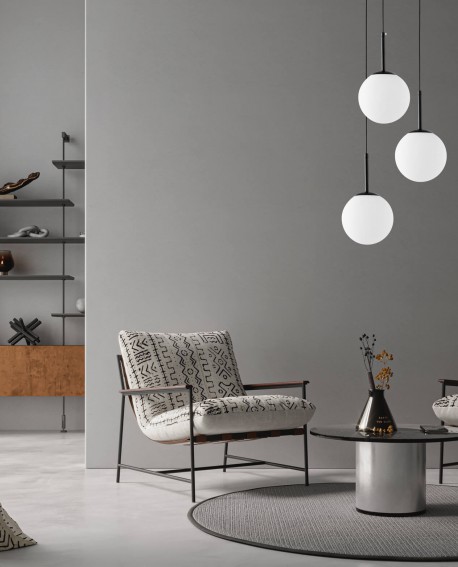 LAMPA WISZĄCA NOWOCZESNA CZARNA BIAŁA KULA FREDICA 15 LUMINA DECO