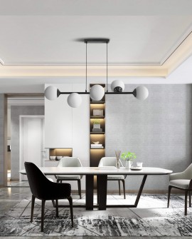LAMPA WISZĄCA SUFITOWA NOWOCZESNA CZARNA BIAŁE KULE FINO 6