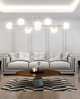 LAMPA WISZĄCA SUFITOWA ŻYRANDOL NOWOCZESNA ZŁOTO KLASYCZNE BIAŁE KULE FINO 8