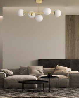 LAMPA WISZĄCA SUFITOWA PLAFON NOWOCZESNA ZŁOTO KLASYCZNE BIAŁE KULE FINO 5