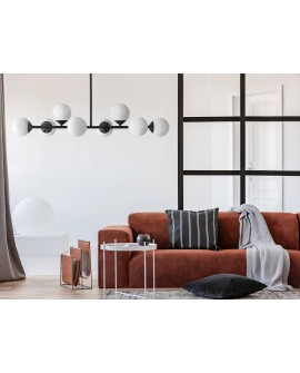 LAMPA WISZĄCA SUFITOWA NOWOCZESNA CZARNA BIAŁE KULE FINO 8