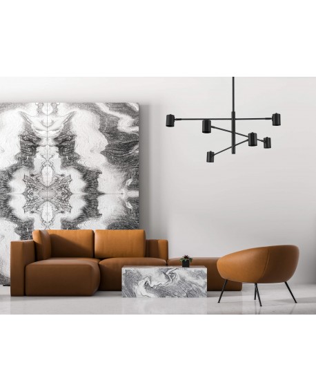 LAMPA SUFITOWA WISZĄCA NOWOCZESNA CZARNA DORA W6