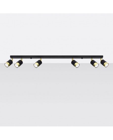 Plafon NERO 6 czarny/złoty Sollux SL.1073