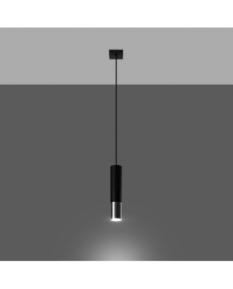 Lampa wisząca LOOPEZ 1 czarny/chrom Sollux SL.0940