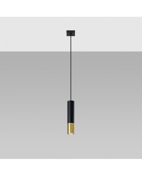 Lampa wisząca LOOPEZ 1 czarny/złoty Sollux SL.0952