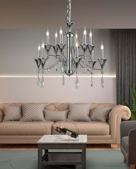 KLASYCZNA LAMPA WISZĄCA CHROMOWANA LIBERO W12