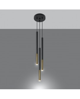 Lampa wisząca MOZAICA 3P czarny/złoto Sollux SL.0893