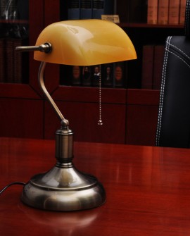 LAMPA BANKIERSKA BIURKOWA KLASYCZNA BURSZTYNOWA BANKER LUMINA DECO