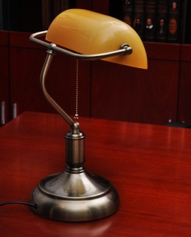 LAMPA BANKIERSKA BIURKOWA KLASYCZNA BURSZTYNOWA BANKER LUMINA DECO