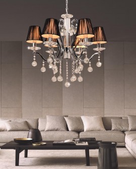 KLASYCZNY ŻYRANDOL KRYSZTAŁOWY CZARNA BELLISICA W6