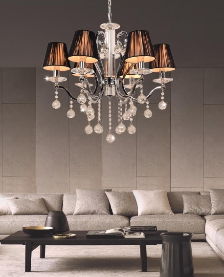 KLASYCZNY ŻYRANDOL KRYSZTAŁOWY CZARNA BELLISICA W6