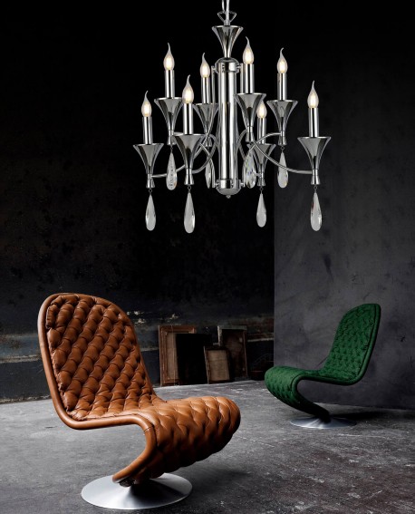 KLASYCZNA LAMPA WISZĄCA CHROMOWANA LIBERO W8