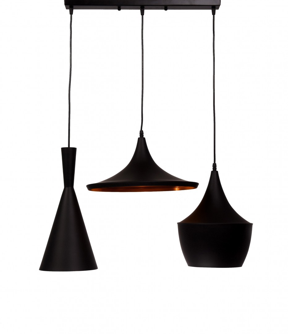 LAMPA WISZĄCA LOFT CZARNA POTRÓJNA FOGGI TRIO LUMINA DECO