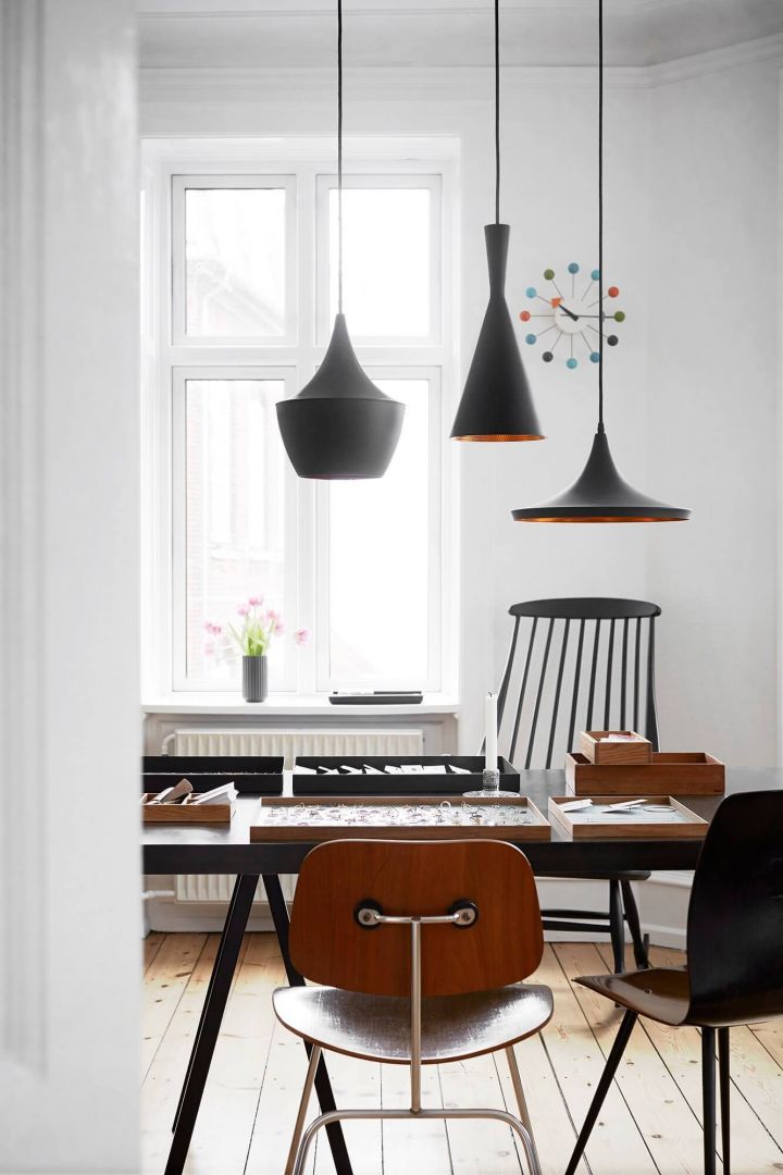 LAMPA WISZĄCA LOFT CZARNA POTRÓJNA FOGGI TRIO LUMINA DECO