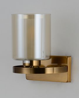 złoty szczotkowany kinkiet loft santini w1 lumina deco z cylindrycznym szklanym kloszem