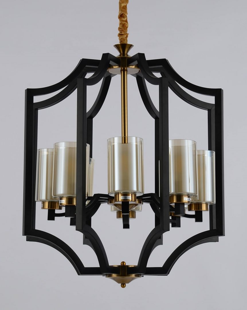LAMPA WISZĄCA LOFT CZARNO-ZŁOTA SZCZOTKOWANA VIGATTO W8