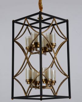 LAMPA WISZĄCA LOFT CZARNO-ZŁOTA SZCZOTKOWANA QUADRATO DUO