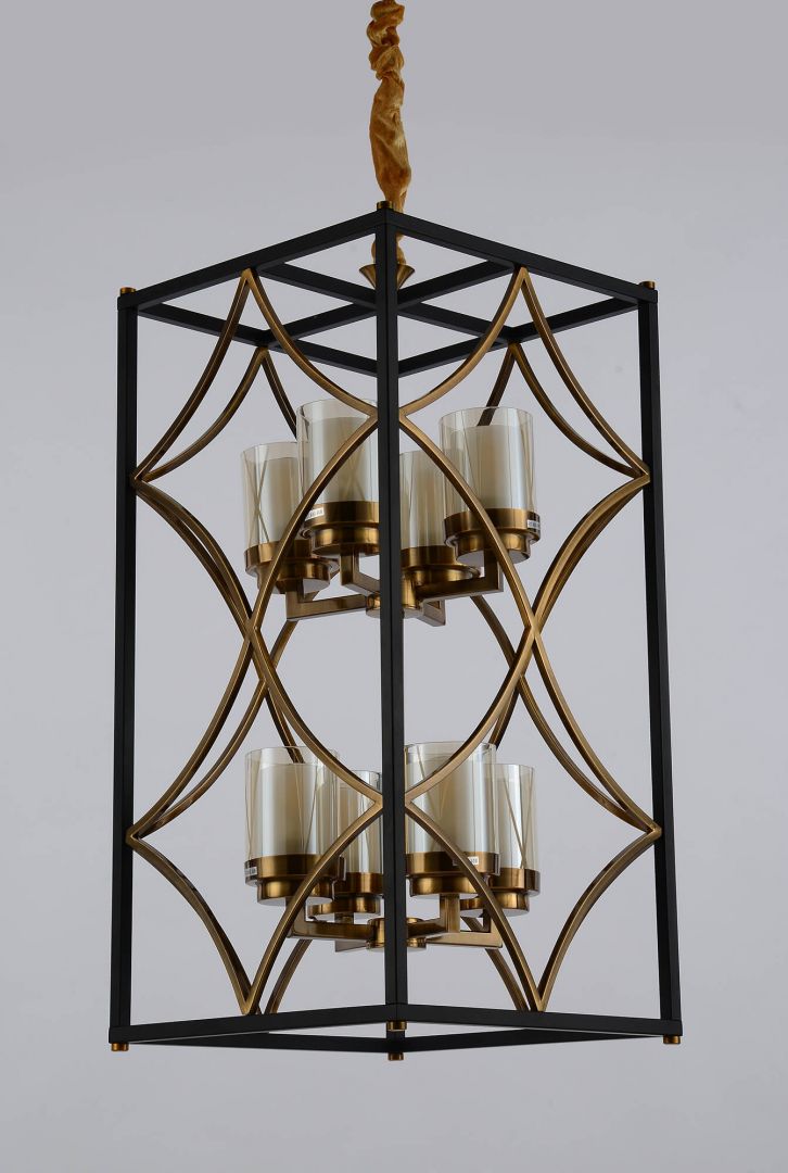 LAMPA WISZĄCA LOFT CZARNO-ZŁOTA SZCZOTKOWANA QUADRATO DUO