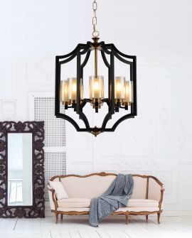 LAMPA WISZĄCA LOFT CZARNO-ZŁOTA SZCZOTKOWANA VIGATTO W8