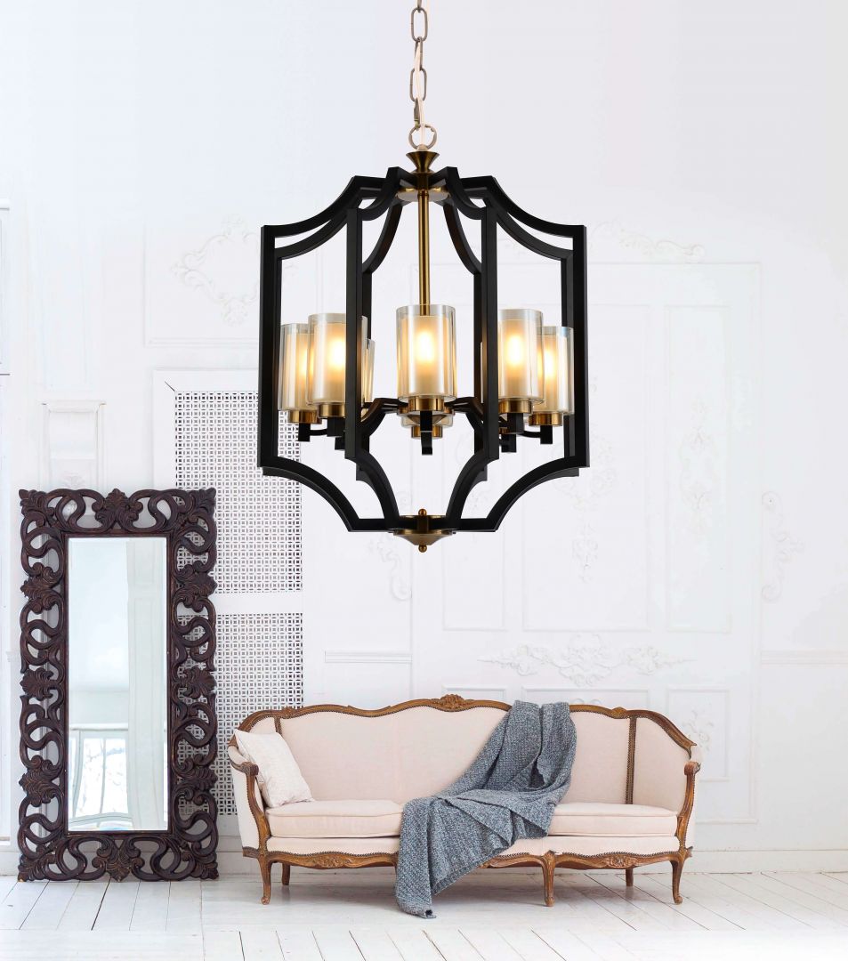 LAMPA WISZĄCA LOFT CZARNO-ZŁOTA SZCZOTKOWANA VIGATTO W8