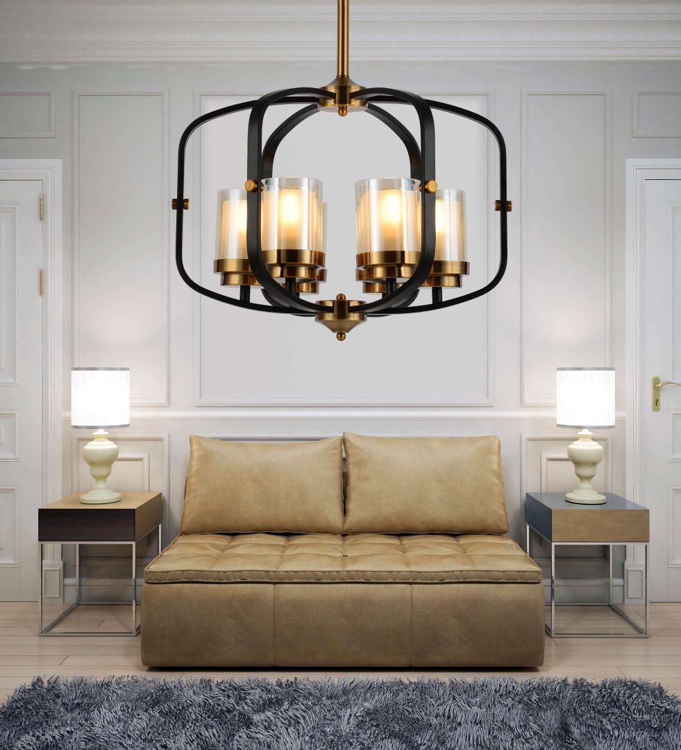 lampa wisząca loft czarno złota szczotkowana bonton w6 lumina deco w salonie aranżacja