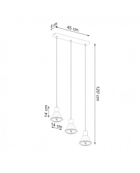 Lampa wisząca TAZILA 3 czarna ES111 Sollux SL.0990
