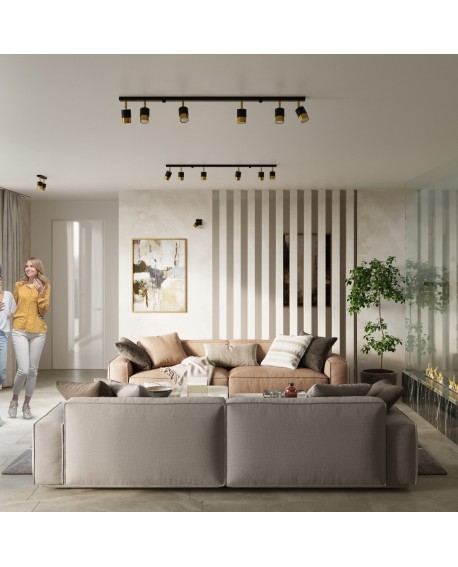 Kinkiet NERO czarny/złoty Sollux SL.1069